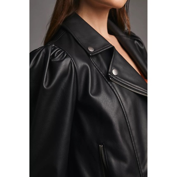 Maeve Faux Leather Femme Moto Jacket Black Womens XL - Picture 4 of 16